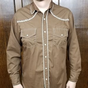 Western Wear Brown Men's Button Up Shirt w/Snaps